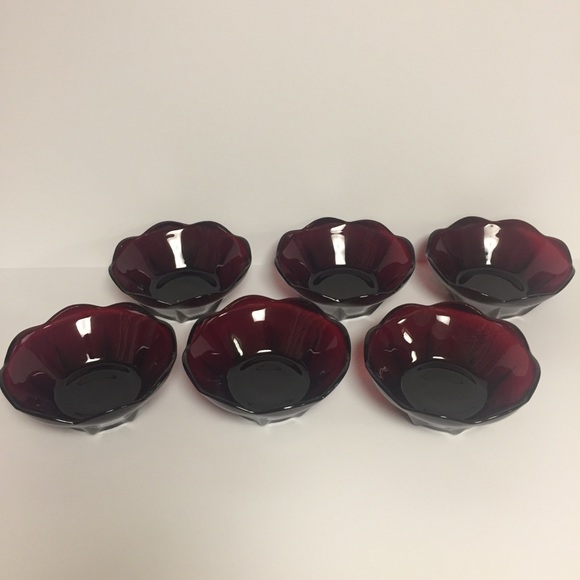 6 - Vintage Anchor Hocking Ruby Red Dessert Bowls - Picture 2 of 5